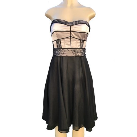 Coast strapless Pastel Pink & Black cocktail dress - Picture 1 of 7